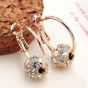 Gold And Rhinestone Hoop Earrings - New In Package